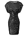 GRACE KARIN Women's Sparkling Sequins Hollowed Back Mini Ruched Pencil Dress