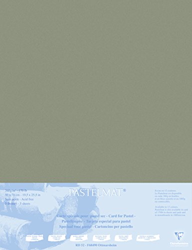 Clairefontaine - Ref 496011C - Tavola con passepartout (5 fogli) - 1800 micron - 50 x 70 cm - Colore marrone - Appositamente formulata per l'uso con pastelli