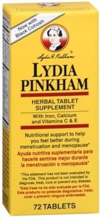 Lydia Pinkham Herbal Tablet Supplement, 72 Count Per Bottle (3 Pack)