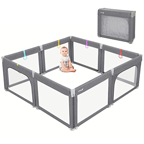 Foldable Playpen, Baby Playpen Collapsible with Zipper Gates