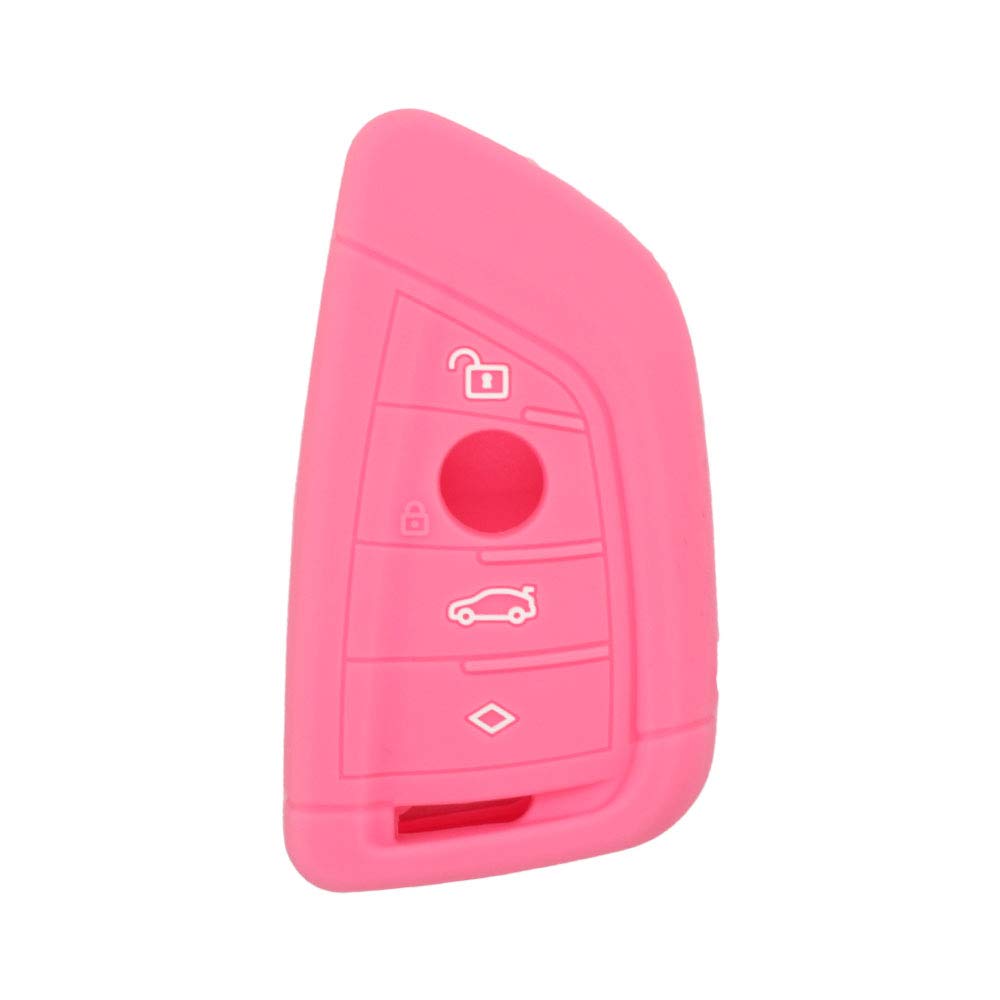 BROVACS Silicone Cover Protector Case Holder Skin Jacket Compatible with BMW X1 X3 X4 X5 X6 4 Button Smart Remote Key Fob CV4907 Pink