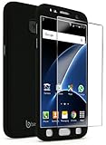 Galaxy S7 Case, Bastex Full Body Slim Fit Ultra Thin Light Weight Hard Snap-On Case with Tempered Glass Screen Protector for Samsung Galaxy S7- Black