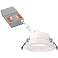 Juno Canless LED Wafer Light, Round Wafer Downlight, 5-in-1 Switchable White Color Temperature, Adjustable Brightness, Deep Regressed Smooth Trim, 4-Inch, White (WF4 Dreg SM ALO19 SWW5 90CRI MW M6)