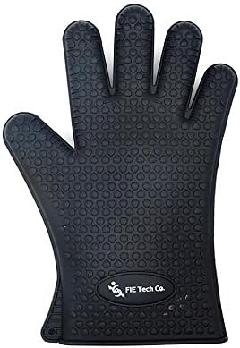 NEW Heavy Duty FIE Tech CO Max Heat Silicone BBQ Gloves - Best Brand Heat Resistant Cooking And Grill Gloves - Protect Your Hands And Avoid Accidents - Waterproof Five-Fingered Grip Texture