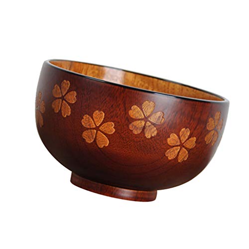 Japanese Wooden Rice Miso Soup Bowl Cup Kids Salad Snack Dessert Bowl - Sakura