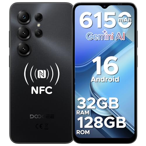 DOOGEESmart Note 56X Pro Mobile Phones, Android 16 Smartphone, Gemimi AI 6150mAh, Ultra-Slim 6.56" HD+, 32GB+128GB/TF 2TB Android Phones, SIM Free Mobile Phone Unlocked, Fingerprint/Face ID/OTG/NFC