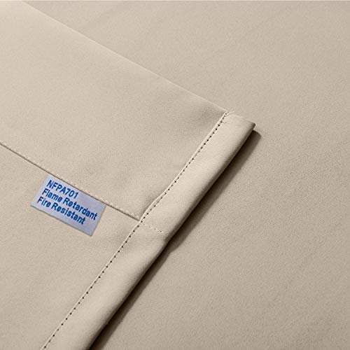 cololeaf Flame Retardant Fire Resistant Curtains Thermal Insulated Blackout for Home Kitchen Office Hotel School Cinema and Hospital- Anti-Bronze Grommet - Beige 52W x 63L Inch (1 Panel) - Thumbnail 5