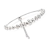 Ross-Simons 3-8mm Sterling Silver Faceted Bead Bolo Bracelet