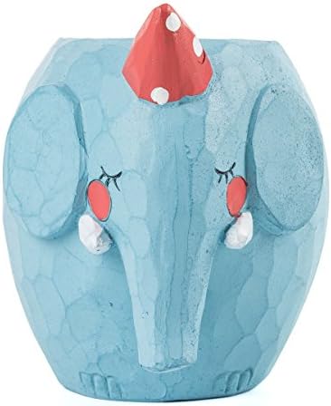 Mini Elephant Succulent Planter Cacti Pots Tiny Flower Containers Decorative with Cute Colorful Animal Shape (Blue Elephant)