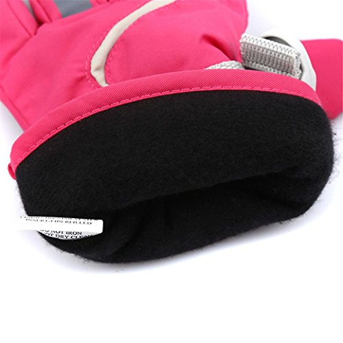 Binmer(TM) Child Winter Warm Waterproof Windproof Snow Snowboard Ski Sport Gloves (Pink) - Thumbnail 3