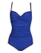 Ekouaer Womens One-Piece Swimsuit Bathing Suit Vintage Monokinis,Large,Blue