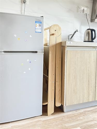 AM ANNA Foldable Toddler Kitchen Tower, Kitchen Stool Helper, Standing Tower with 3 Adjustable Heights, Suitable Age for 1.5-6 Years, Toddler Kitchen Stool Helper Montessori Kitchen Stools (1)