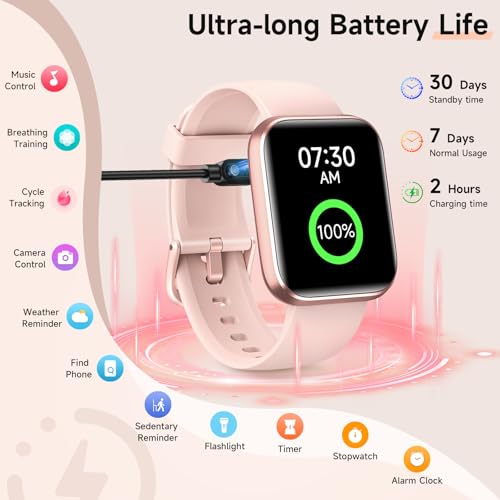 Smart Watches for Women, 1.8" Touch Screen Fitness Tracker for Android & iPhone, Answer/Make Calls, Alexa Built-in, Heart Rate/Sleep/SpO2 Monitor Smartwatch, 3ATM Waterproof, 101+ Sport Modes, 2 Bands