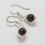 Small Garnet Dangle Earrings - January Birthstone Semi Precious Jewelry