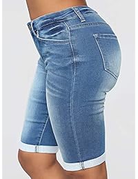 Pantalones vaqueros cortos de cintura alta para dama