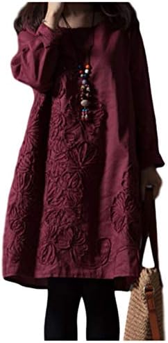 [シオン] チュニック 長袖 定番 シンプル 柄 ゆったり ワンピース レディース M~XL