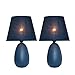 Simple Designs LT2009-BLU-2PK Mini Egg Oval Ceramic Table Desk Lamp 2 Pack Set, Blue