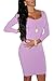 LaSuiveur Women's Sexy Bodycon Mini Dress Long Sleeve Scoop Neck Slim Fitting Club Party Dresses Purple M
