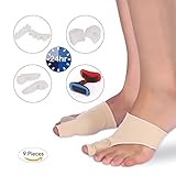 MARNUR Bunion Corrector Pads Kit with Bunion Relief Socks Sleeves and Toe Separators Spacers Straighteners Splint for Bunion Pain, Hallux Valgus and Aid surgery Treatment