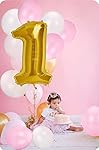 40" Jumbo Number 1 Gold Mylar White Pink Latex Balloon Kit - Girls 1st Birthday/Anniversary Party Supplies Decoration