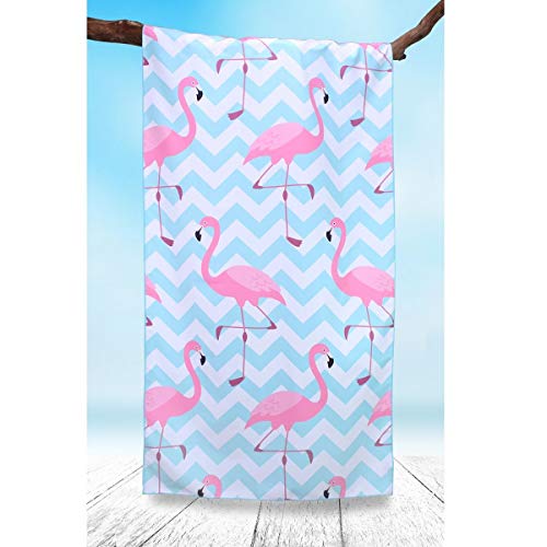 DecoKing Strandtuch 80x180 cm Mikrofaser kühlend schnelltrocknend leicht saugstark Anti Sand Flamingo Badetuch Duschtuch… – Bild 3