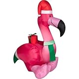 Gemmy Airblown Inflatable 3.5' Flamingo Christmas Prop Made of 70 percent fabric, 10 percent metal and 20 percent plastic