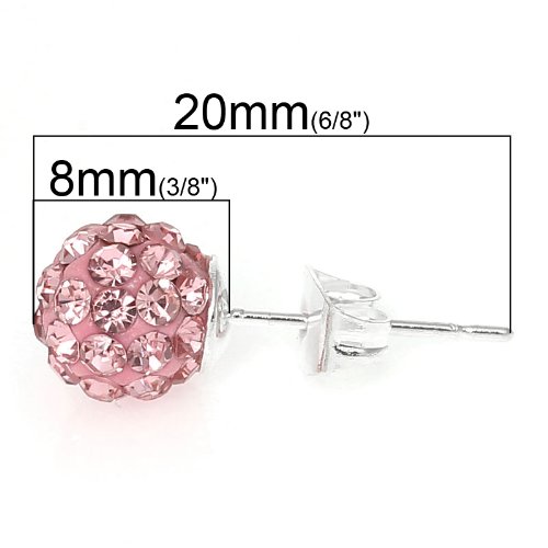 BirthdayEarrings 8mm Disco Ball Stud Earrings w/ ed Rhinestones Pave Pick Your (April) (June)