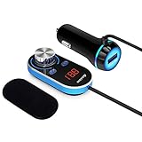 FM Transmitter, Auledio Wireless Bluetooth Hands Free Car Kit In-Car Radio Adapter with USB Car Charger for All Smartphones Audio Player