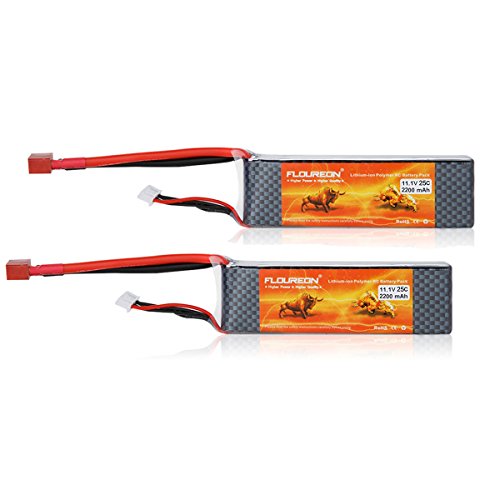 Floureon 2 Packs 3S 25C 11.1V 2200mAh Lipo Battery Pack with