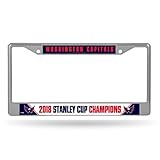 Rico Industries NHL Washington Capitals 2018 Stanley Cup Champions Standard Chrome License Plate Frame