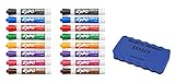 EXPO Low Odor Dry Erase Markers, Chisel Tip, Assorted Colors, 16 Count | Dry Erase Whiteboard Magnetic Board Eraser, Soft Pile