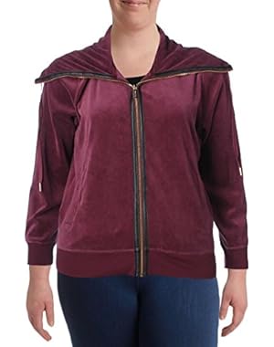 Womens Plus Velour Zipper Jacket