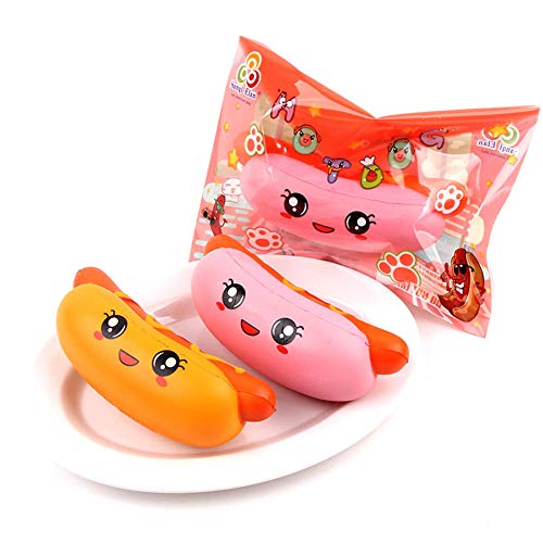 Leoie PU Simulate Hot Dog Sausage Slow Rising Squishy Squeeze Toy Stress Reliever Kid's Toy Gift Decoration Orange