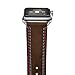 Elobeth iWatch Band Series 4 44mm Genuine Leather Replacement Watchband Crazy Horse Double Lines with Secure Metal Clasp Buckle Compatible Apple Watch 4 44mm/ 42mm Brown