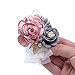 Flonding Rose Wedding Wrist Corsage and Boutonniere Set Party Prom Hand Ribbon Flower Suit Decor (Champagne Pink)