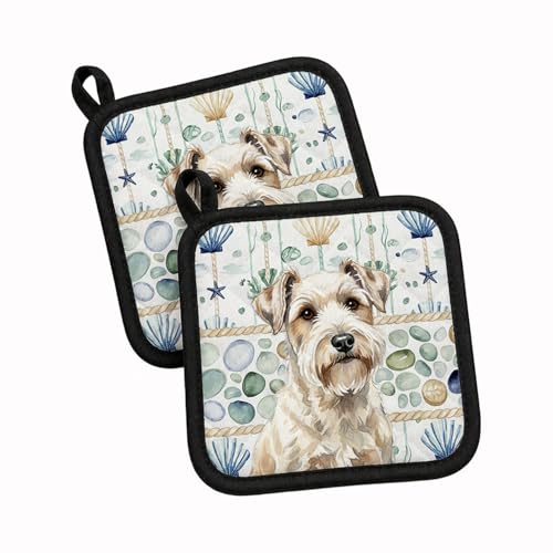 Caroline's Treasures Sealyham Terrier Coastal Sea Glass Pair of Pot Holders Pai…