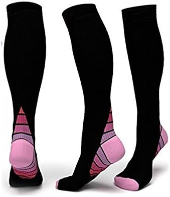Sanvan Compression Socks for Men &amp; Women,Best For Running, Athletic Sports, Crossfit, Flight Travel,Suits Nurses, Maternity Pregnancy, Shin Splints (S/M, Black&amp;Pink)