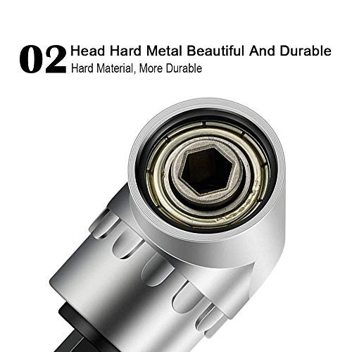 105 Degree Right Steel Angle Driver Angle Extension Power Screwdriver Dril with 1/4 Drive Hex Bit Quick Magnetic Drill Bit Angled Bit Power Drill Tool,Multifunction Right Angle Drill