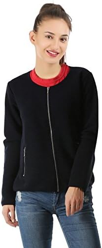 Purple Trove Cardigans for Women, Navy Cardigan with Zip in Fancy Quilted Fabric, Cute Outerwear Jackets by (Color Navy, Size M)
