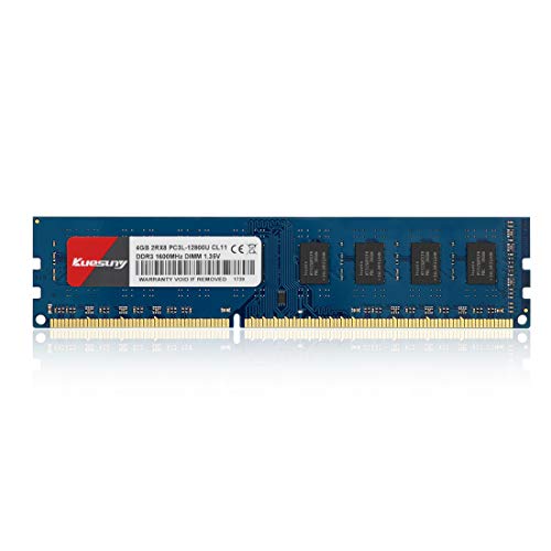 Kuesuny 4GB DDR3L-1600 Udimm Ram, PC3L-12800/PC3L-12800U 4GB CL11 240 Pin 2RX8 Dual Rank Non ECC Unbuffered 1.35V/1.5V Desktop Computer Memory Module Upgrade(Blue)