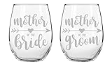 Mother of Bride and Groom Set, Stemless Wine Glasses (2, Mother of Bride and Groom Pack), Arrow