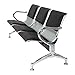 Peach Tree Reception Chairs Waiting Room Chair with Black Leather, Lobby Chairs for Reception Room, Office, Airport Reception Bench (3 Seat, Black)