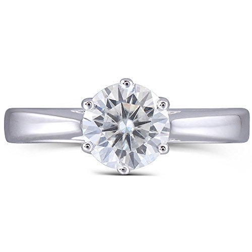 1 carat,6.5mm moissanite engagement ring,platinum plated sterling…