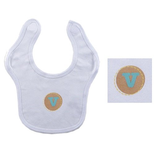 Hudson Baby Personalized Initial Bib- V, Neutral