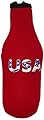 Hat Trick Openers Bottle Cooly Combo with Attached USA Logo, Red Neoprene