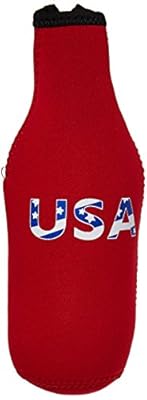 Hat Trick Openers Bottle Cooly Combo with Attached USA Logo, Red Neoprene