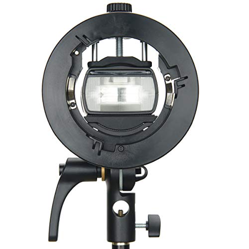 Godox S2 Speedlite Bracket S-Type Bowens Mount Holder for Godox V1 AD200Pro AD400Pro AD200 V860II TT685 TT600 TT350 Series Speedlite Flash, Snoot, Softbox, Honeycomb, Reflector, Beauty Dish &USB light