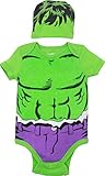 Marvel Avengers The Hulk Baby Boys' Costume Bodysuit and Hat Green (3-6 Months)