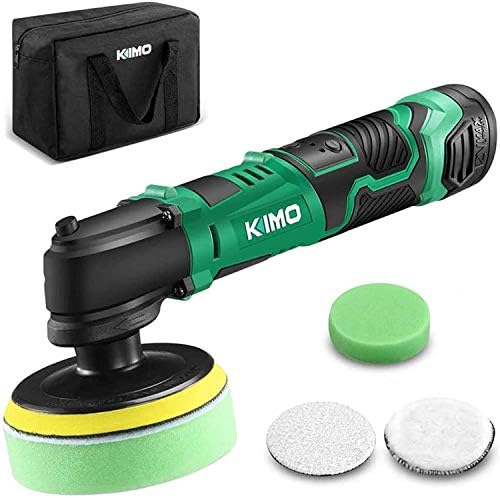 Easy Buys 12v ポリッシャー 100mm 充電式ポリッシャー コードレス 5段変速 研磨 軽量 車用 車磨き 家庭用 ホイール磨き 艶出し 傷消し Ledライト表示 仕上げバフ2個 バッテリー 充電器 収納バック付き Qm 5001