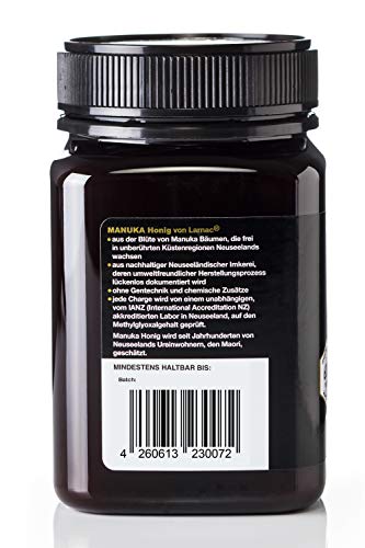 Larnac Manuka Honig 600+ MGO aus Neuseeland, 500g, zertifizierter Methylglyoxalgehalt – Bild 3